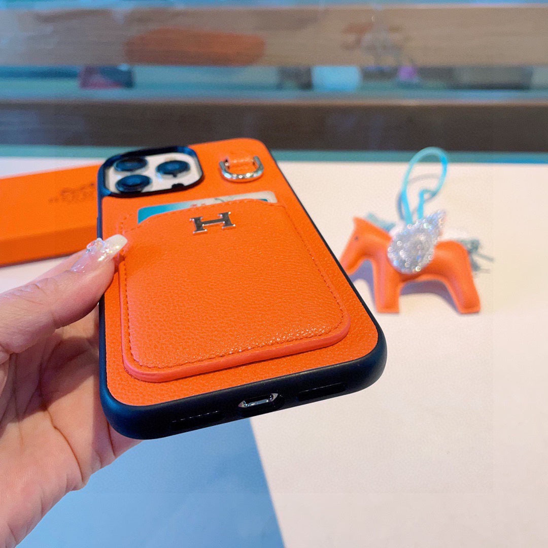 Hermès Style Premium Leather Card Holder Phone Case – ZevCase
