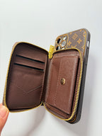 Brown iPhone case 2004 small | Accordion card holder (subject to the video)