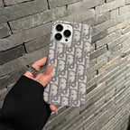 Luxury CD iPhone Case Classic Fabric Gray