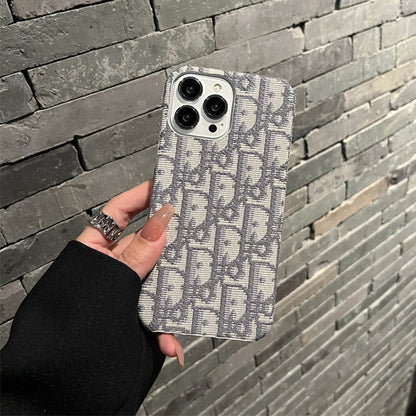Luxury CD iPhone Case Classic Fabric Gray