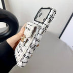 Chanel Style Tweed Quilted Card Holder Wallet Luxury Phone Case
