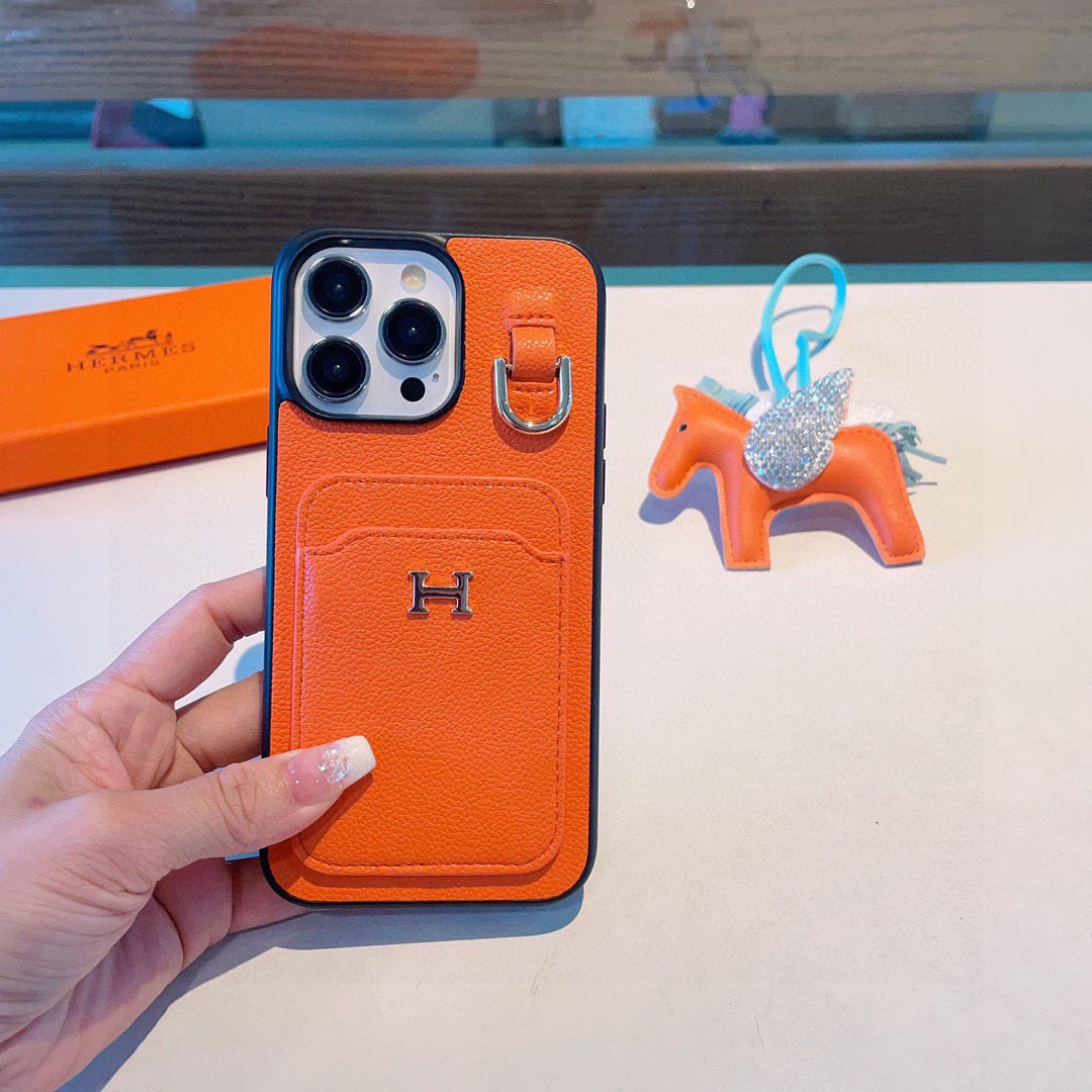 Hermès Style Premium Leather Card Holder Phone Case – ZevCase