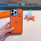 Hermès Style Premium Leather Card Holder Phone Case