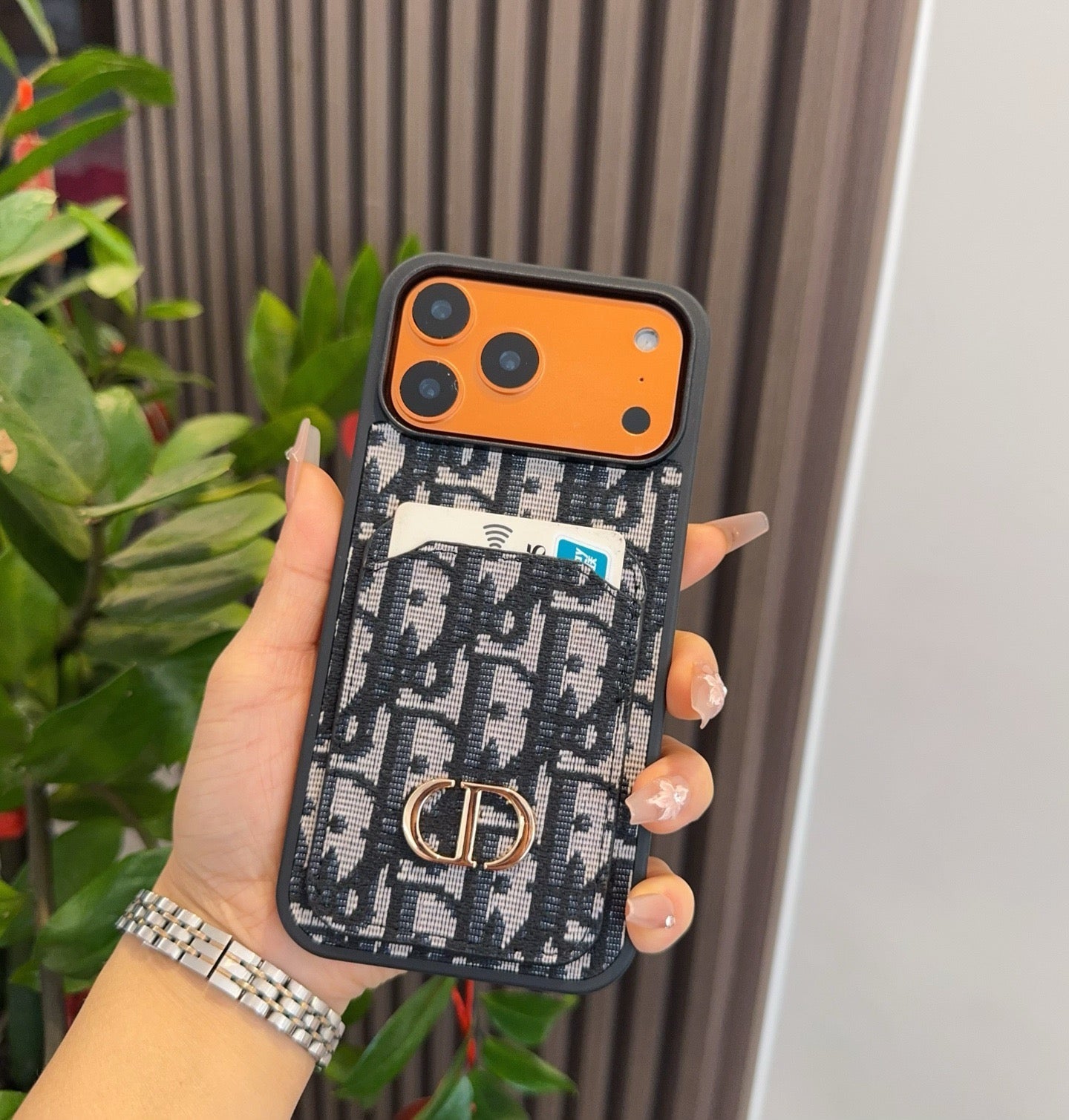Dior Card Holder Fabric Full-Cover Phone Case