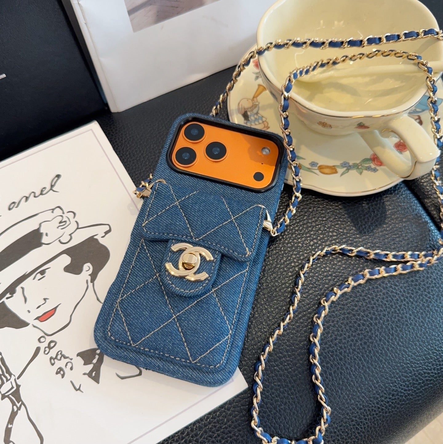 Chanel Denim CC Crossbody iPhone Case with Card Slot