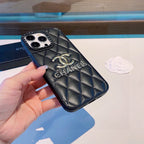 Chanel Quilted Leather Phone Case with Metal CC Logo