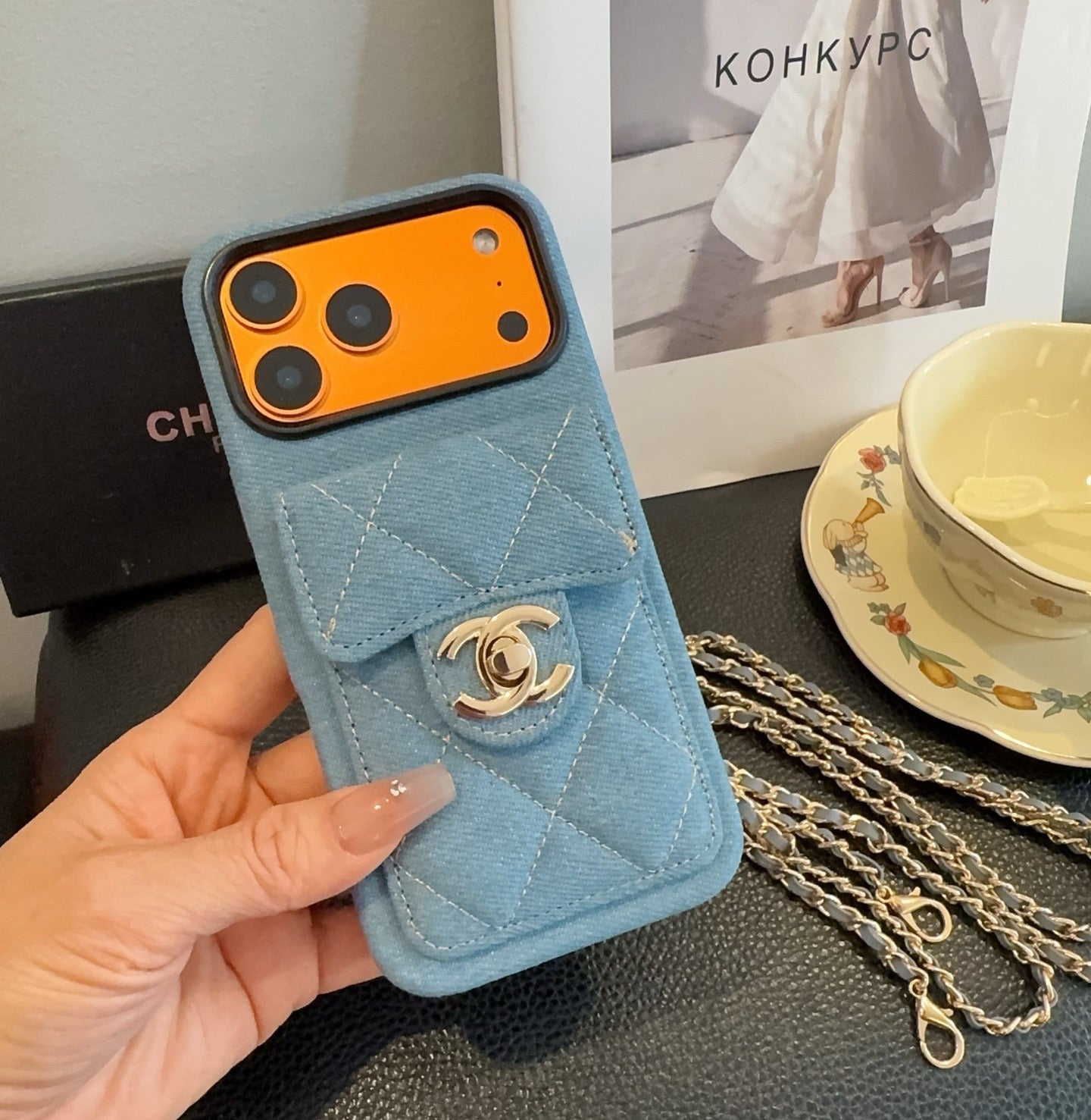 CHANEL デニム ケース　Rxxx★ Chanel Denim CC Crossbody iPhone Case with Card Slot – ZevCase