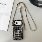 Chanel Style Tweed Quilted Card Holder Wallet Luxury Phone Case