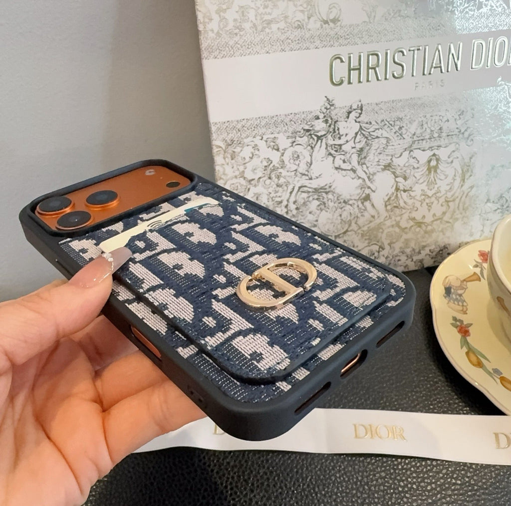 Dior Card Holder Fabric Full-Cover Phone Case