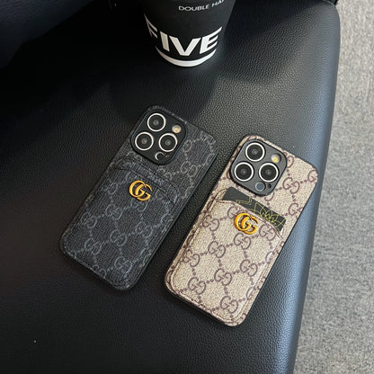 GG Luxury Leather iPhone Wallet Case