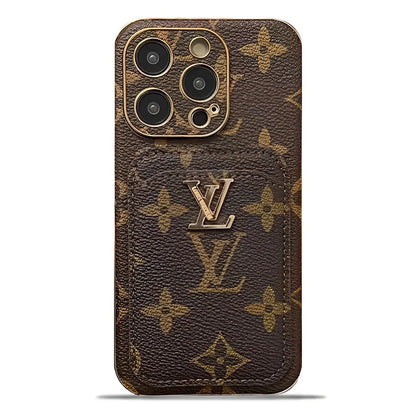 Monogram L Vintage Leather iPhone Wallet Case With Card Holder