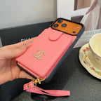 Chanel Style Leather Flip Card Holder Crossbody Phone Case