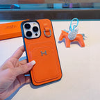 Hermès Style Premium Leather Card Holder Phone Case
