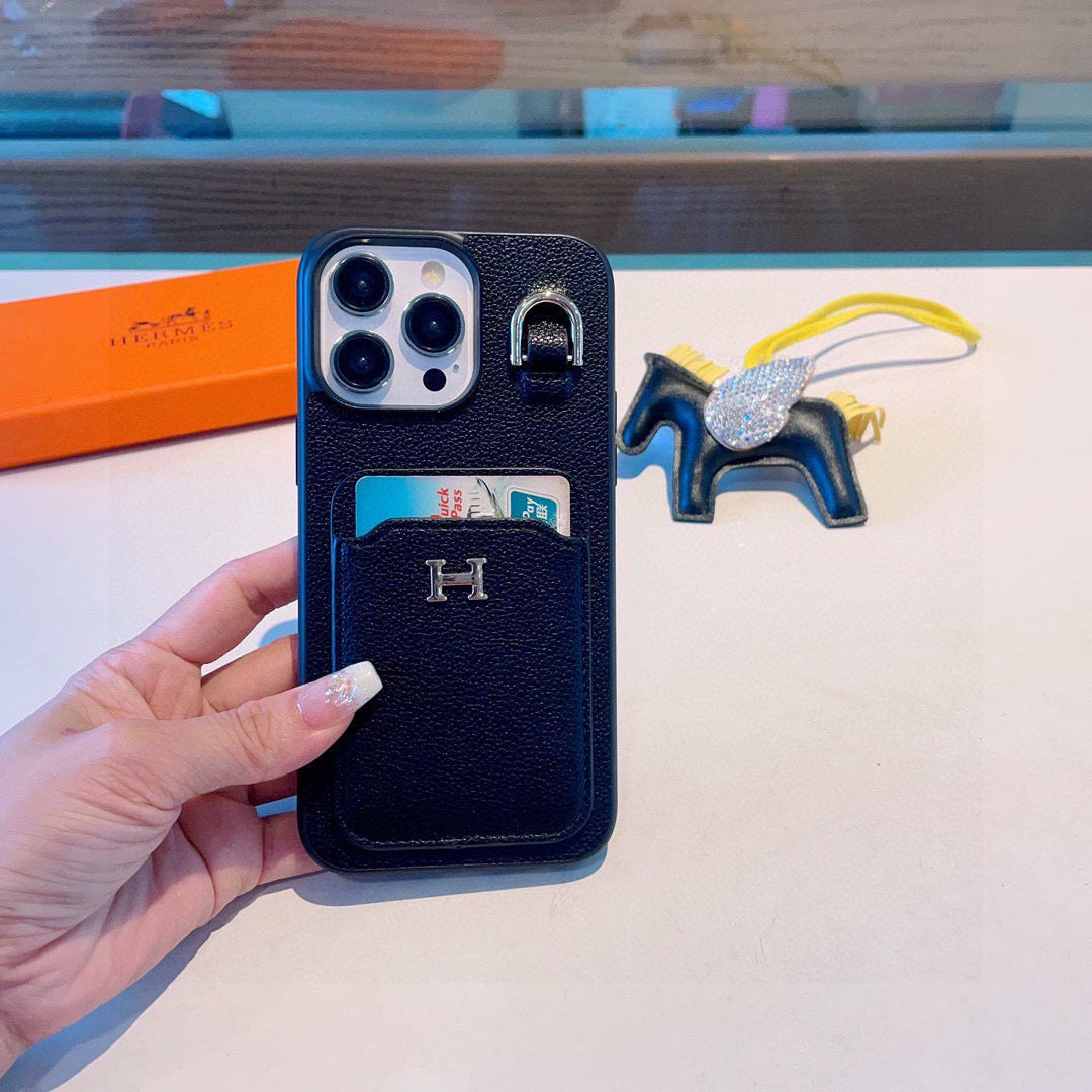 Hermès Style Premium Leather Card Holder Phone Case – ZevCase