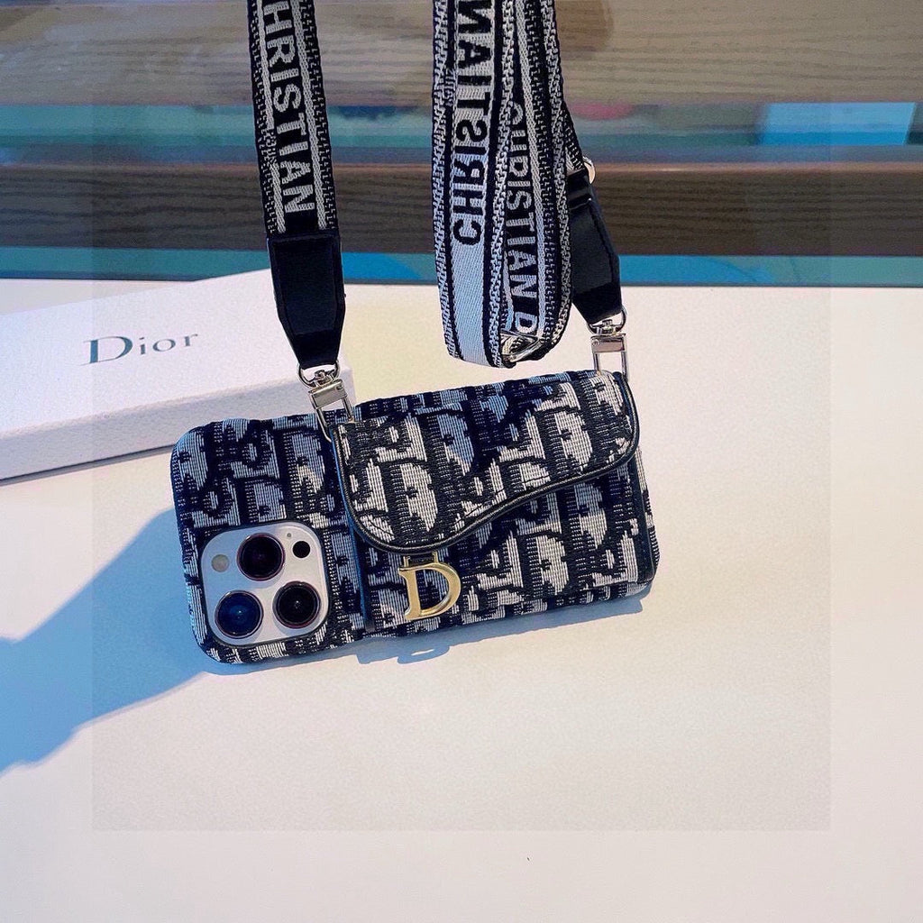 Dior Montaigne Card Holder Phone Case Embroidered Strap