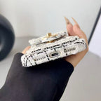 Chanel Style Tweed Quilted Card Holder Wallet Luxury Phone Case
