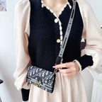 Dior Oblique Jacquard Phone Case Bag with Crossbody Strap & Chain Handle