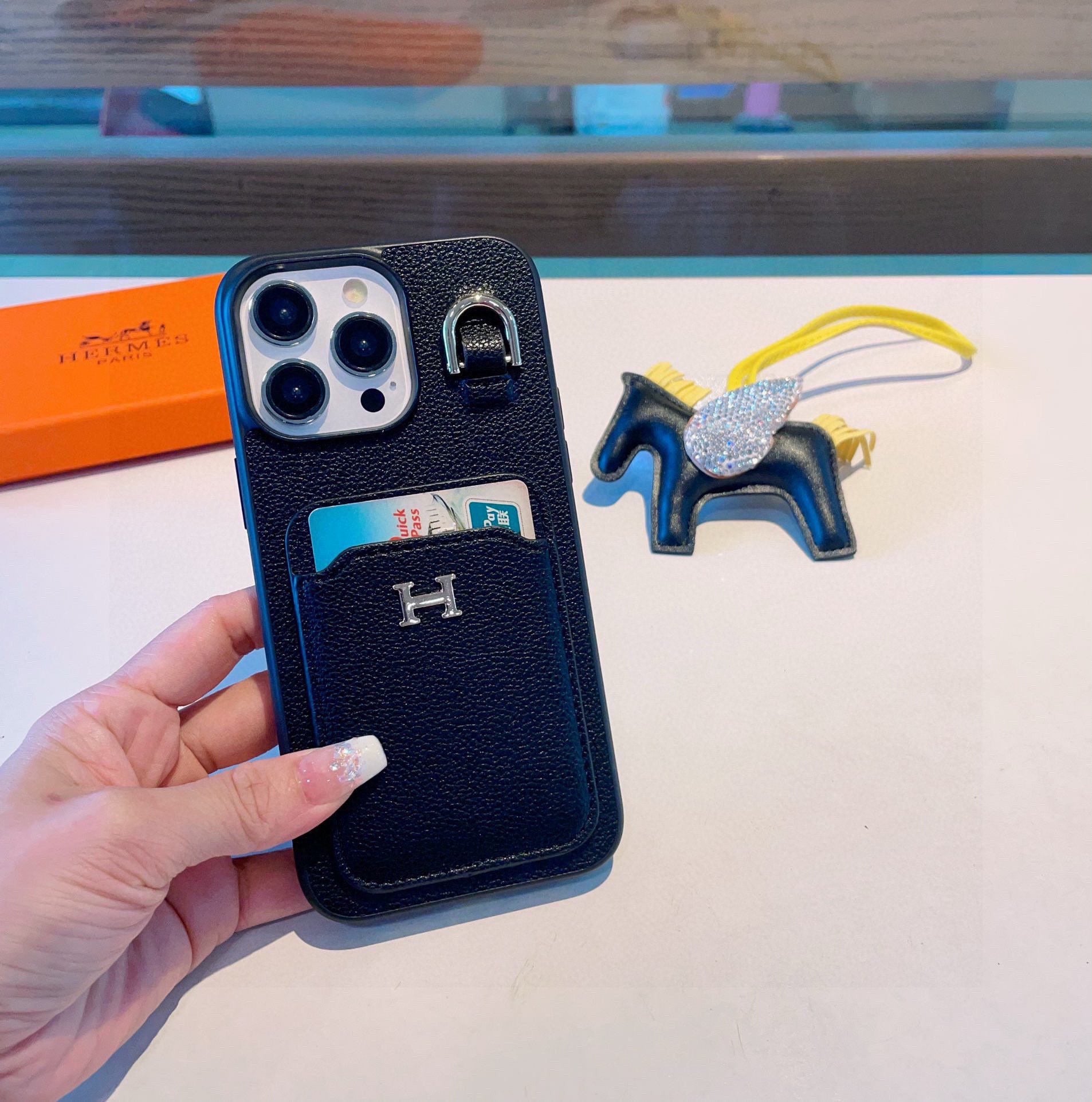 Hermès Style Premium Leather Card Holder Phone Case – ZevCase